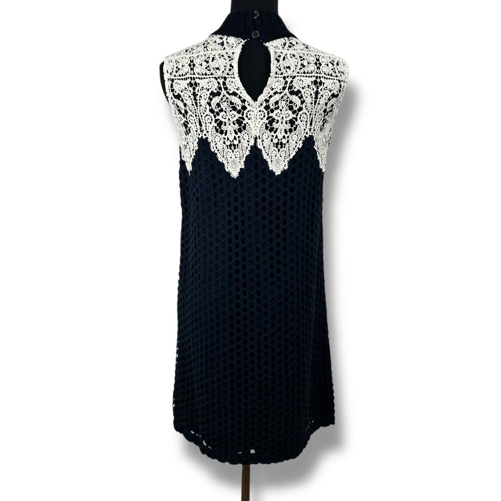 Sea New York Guipure Lace Crochet Dress White Navy Blue Wool Cotton Womens Sz 0 - Picture 8 of 11